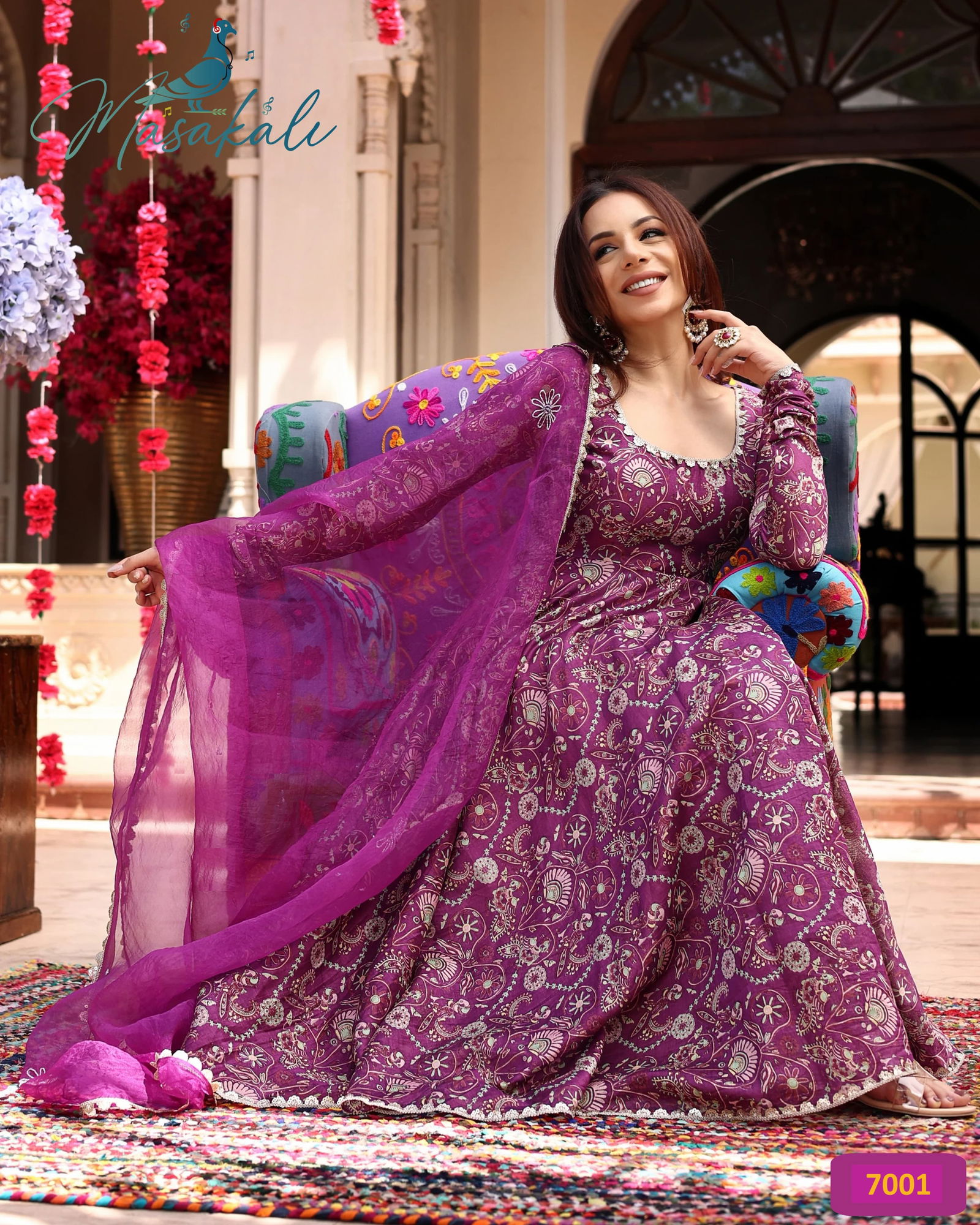 Masakali Vol 07 Masleen Printed Long Anarkali Kurtis With Bottom Dupatta Wholesale Market In Surat